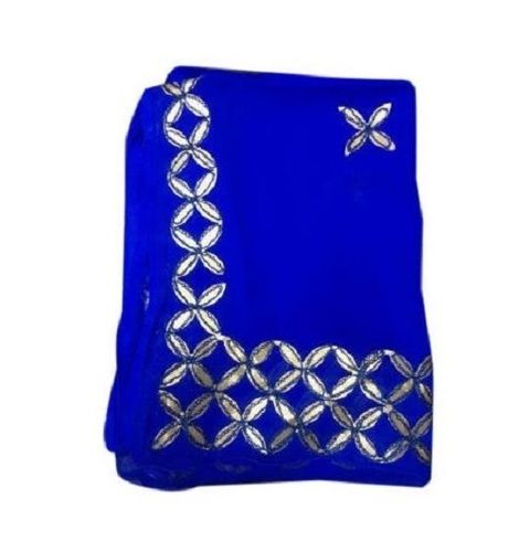 Blue 2.4 Meter Long Plain Embroidered Georgette Fancy Dupatta