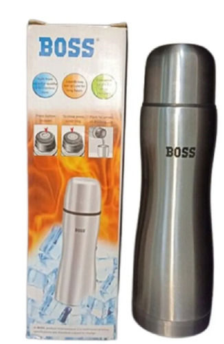 Silver 650 Ml Screw Cap Round Heat Transfer Stainless Steel Water Bottle