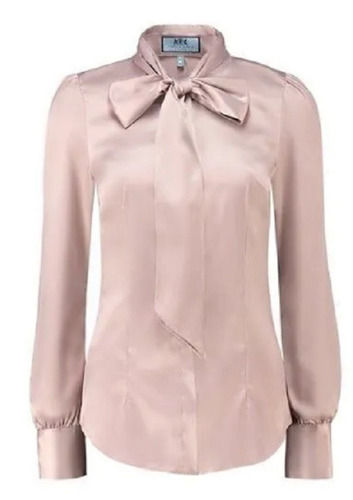 Peach Color All Size Satin Plain Laces Closure Modern Ladies Top 