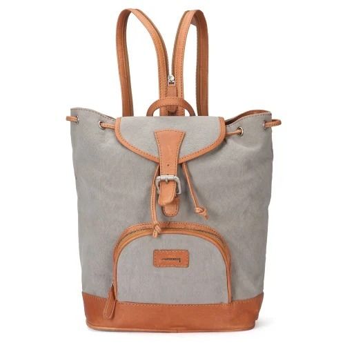 Gray Knitted Plain Pattern Waterproof Tan Leather Backpacks For College Use