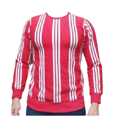 Long Sleeves And Striped Print Round Neck Cotton Sweatshirts For Mens Chest Size: 86 Cm