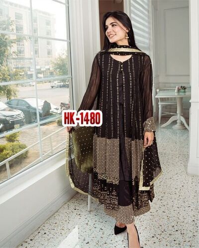 Women Heavy Faux Georgette Embroidery Work Salwar Suits