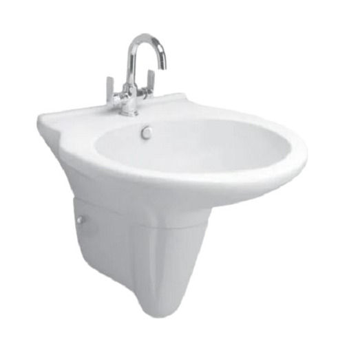 White 2.44X17X33 Inches Wall Mounted Glossy Finished Ceramic Wash Basin