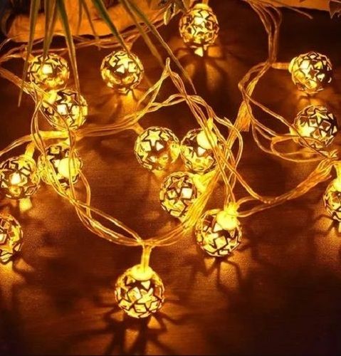 Golden 4 Metre Long Electric Round Ball Led String Light 