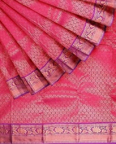 Summer Ladies Printed Pink Festive Wear Art Silk Saree For Formal And Informal Functions 