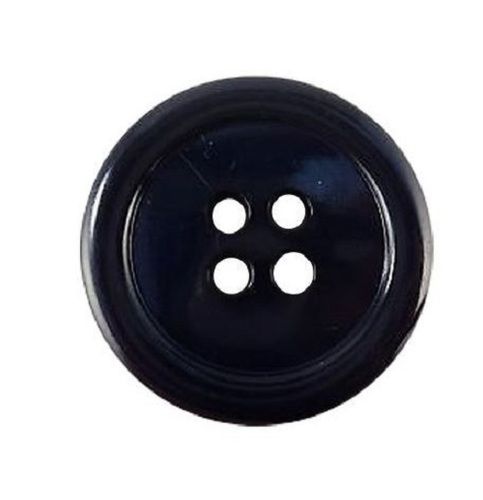 Black Round Plastic 4 Hole Coat Button