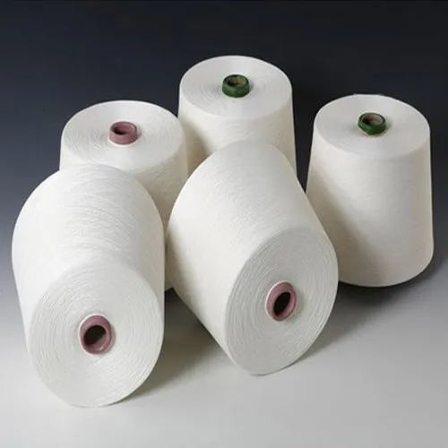 White Dull Ring Spun Polyester Viscose Yarn For Knitting & Weaving