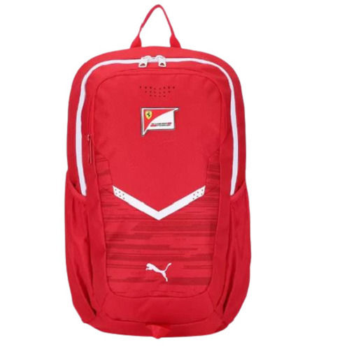 Red Waterproof Zipper Closure Plain Canvas Laptop Backpack