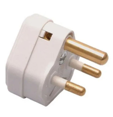 White Plastic Round 3 Pin Plug For Electrical Purpose 