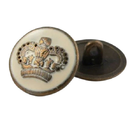 Brown Round Printed Powder Coated Metal Shank Coat Button