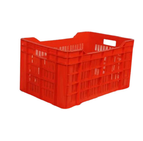 Red 600X400 Mm Rectangular Single Faced And Collar Pallet Hdpe Crate