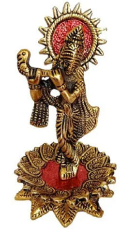 7.6 X 15.2 CM Anti Corosive Brass Polished Krishna Standing Statue