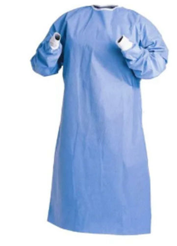 Blue Free Size Disposable Plain Long Sleeves Non Woven Surgical Gown For Unisex