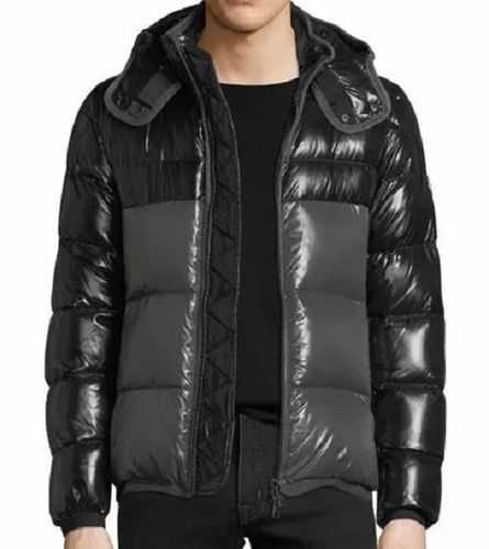 Mens Full Sleeves Plain Zipper Closure Nylon Jacket For Winter Wear