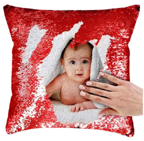 Red 60 X 60 Cm Size And Square Shape Cotton Printed Cushion For Home