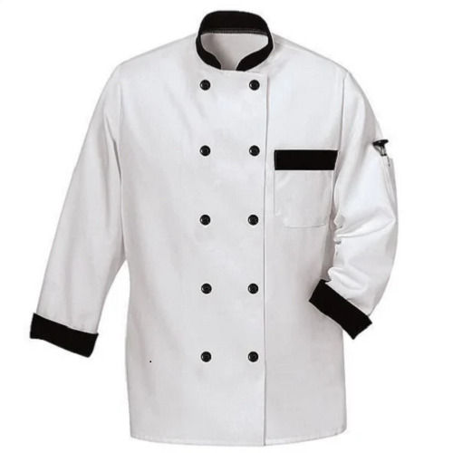 Long Sleeve Round Collar Plain Button Cotton And Polyester Chef Coat Number Of Pockets: 1