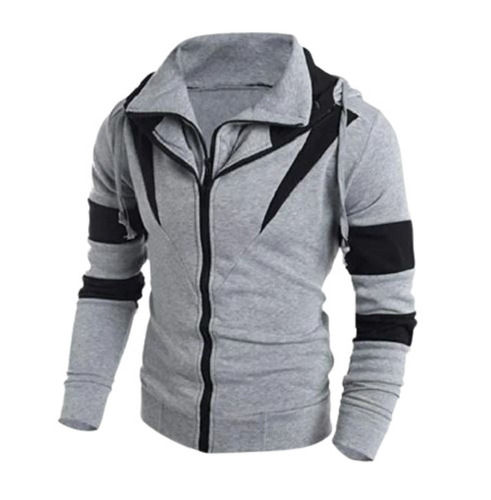 Long Sleeves And Spread Collar Zipper Closure Woolen Sweatshirt For Mens Chest Size: 86 Cm