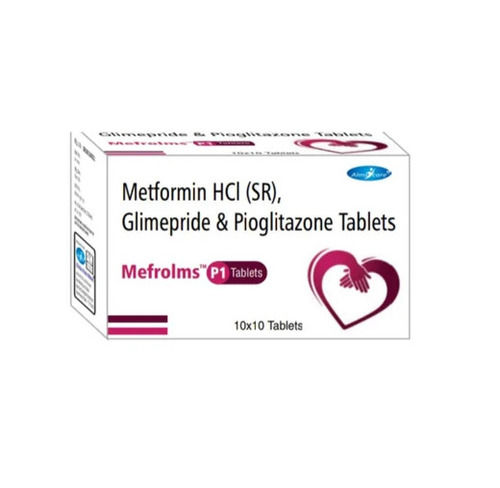 Mefrolms P1 Metformin HCI, Glimepiride And Pioglitazone Tablet, 10x10 Pack