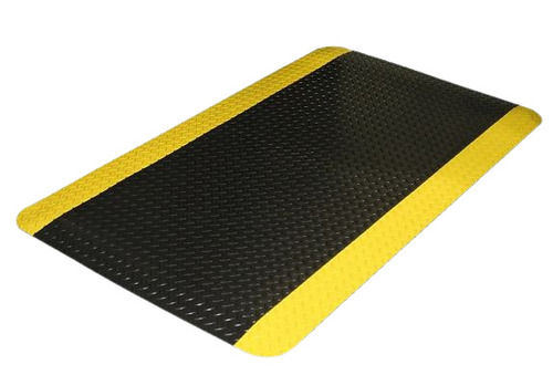 Black Rectangular Washable And Anti-Slip Plain Rubber Anti Fatigue Mat