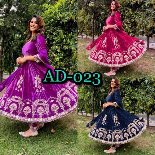 Women Designer Wedding Wear Look Anarkali Gown...