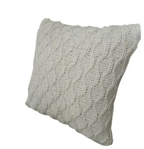 White 12X12 Inches Square Soft Skin Friendly Plain Dyed Knitted Cotton Cushion Cover