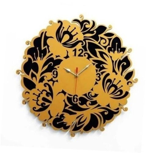 Brown And Black 320 Grams 15 Inches Termite Resistance Polished Round Wooden Wall Clock