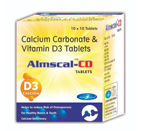 Almscal-CD Calcium Carbonate And Vitamin D3 Tablets, 10x10 Box Pack