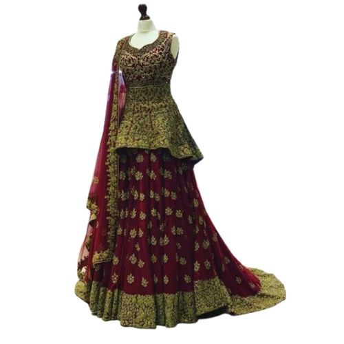 Embroidered Handwork Short Sleeves Modern Velvet Bridal Lehenga Choli