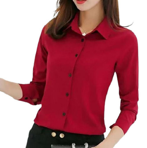 Full Sleeves Classic Collar Plain Cotton Ladies Formal Shirt Chest Size: 30