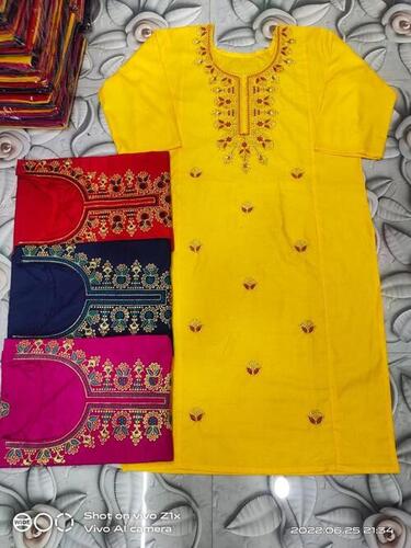 Transparent Machine Wash Ladies 3/4Th Sleeves Yellow Kurtis For Casual Wear