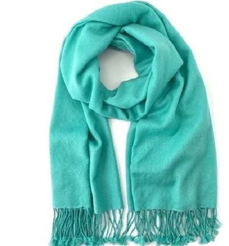 Green Plain 28 X 72 Inch Viscose Stole For Womens