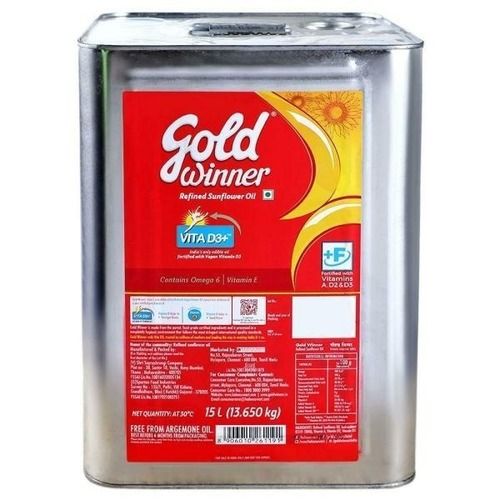 Organic 15 Liter Pack Pure Refined Sunflower Oil For Cooking