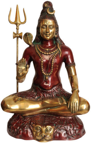 Durable 57.2X36.8X57.2 Centimeters 15 Kilogram Polished Finish Brass Lord Shiva Statue