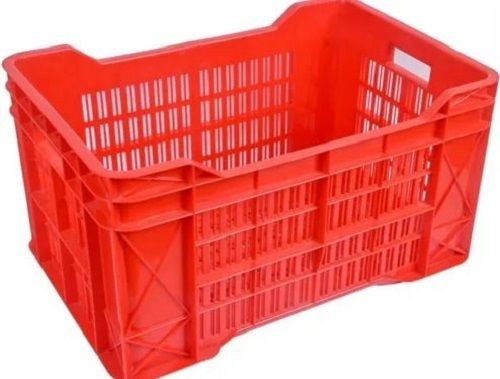 Red 600 X 400 X 240 Mm Portable 2 Way Plastic Vegetable Storage Crate