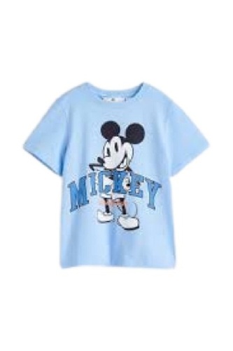 Kids Sky Blue Round Neck Short Sleeves Micky Mouse Printed T Shirt For Summer Season Age Group: 3 - 5