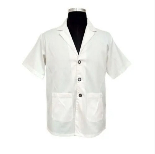 White Short Sleeve And Standard Collar Plain Cotton Doctor Coat