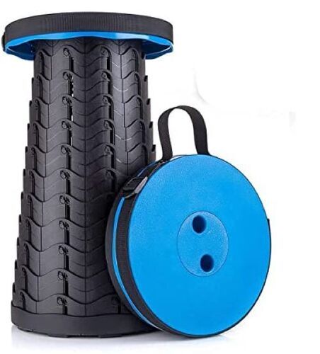 Foldable Telescopic Stool - Plastic, Height Adjusting, Round Shape | Space-Saving, Easy to Clean, Durable Multicolor Design for Travel, Beach, Mountain, Picnic, Garden