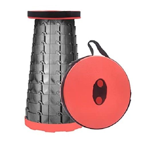 Foldable Telescopic Stool - Plastic, Round Shape , Height Adjusting for Travel, Picnic, Garden, Durable and Easy To Clean