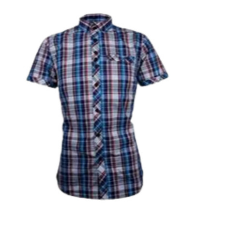Washable And Casual Wear Spread Collar Checked Cotton Shirt For Mens Chest Size: 38-40 Inch