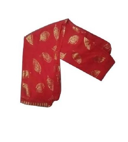 Red Zari Work Embroidered Chiffon Designer Dupatta