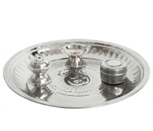 Silver 12 Inches Polished Round Stainless Steel Pooja Thali At Best Price In Moradabad Raj