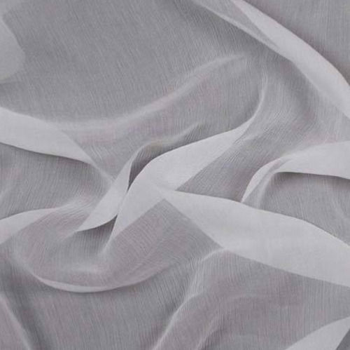 White 12 Meter 100 Gsm Shinny And Plain Georgette Dupion Fabric