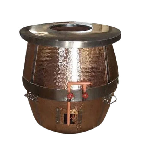 Manual 150 Liter Storage Polished Finish Charcoal And Gas Operated Copper Tandoor For Restaurant