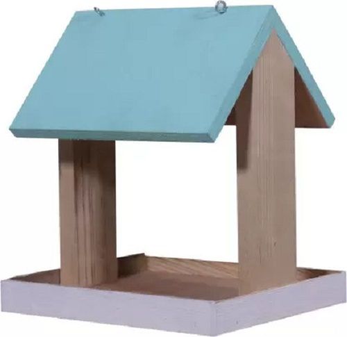 Wood 17X17X8 Cm Polished Finished Wooden Bird Feeder With Hanging For Decoration 