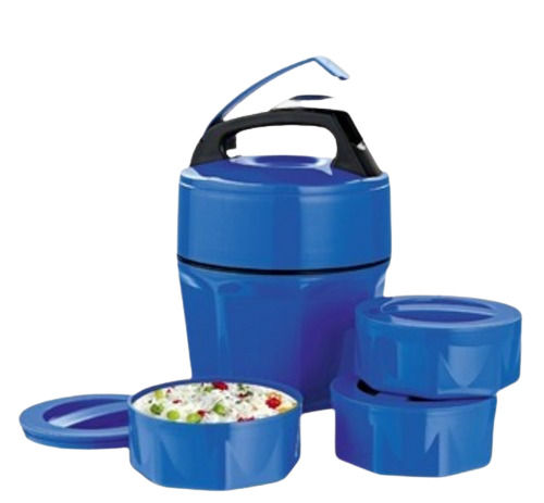 250 Grams Round Polyvinyl Chloride Lunch Box With Three Container 