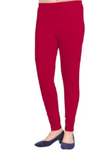 Dark Pink 40 Inch Length Plain Casual Wear Women Legging