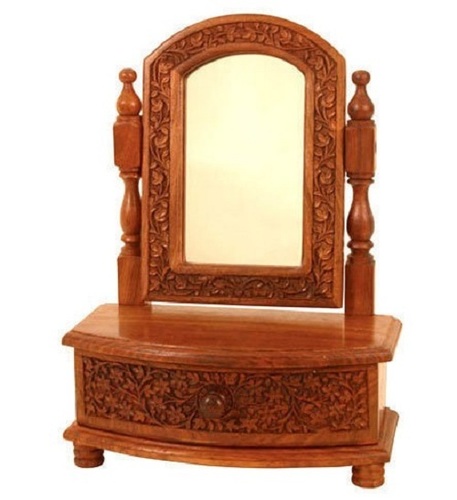 हस्तनिर्मित 76.2X50.8X206 सेमी ग्लास और बिस्तर के लिए दराज के साथ लकड़ी की ड्रेसिंग टेबल