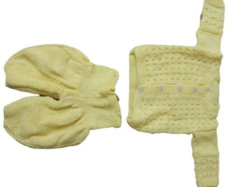 Light Yellow Full Sleeves Plain Woolen Computer Knitted Kids Wear For Unisex