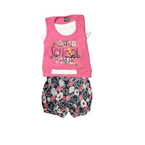 Modern Printed Sleeveless Classic Collar Cotton Summer Kids Wear Age Group: 5-14