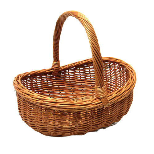 Brown Oval Shape Hand Crafted Polished Finish Wooden Basket